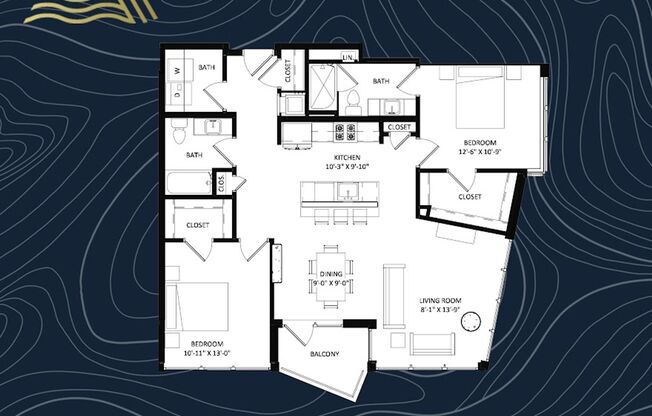 2 beds, 2 baths, 1,229 sqft, $3,500, Unit #428