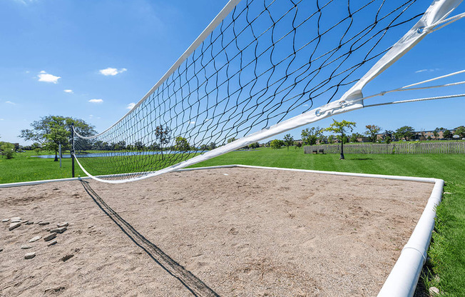 the net of a volleyball court at a park