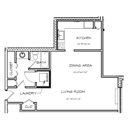 Studio, 1 bath, 579 sqft, $1,749