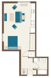 Studio, 1 bath, 610 sqft, $1,719