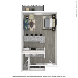 Studio, 1 bath, 414 sqft, $2,364