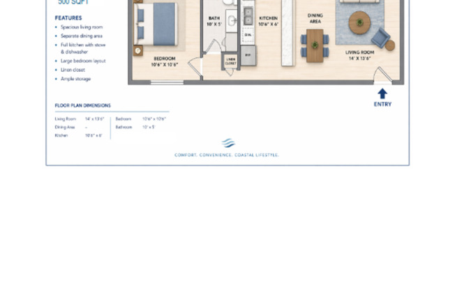 1 bed, 1 bath, 550 sqft, $2,195, Unit 40-106