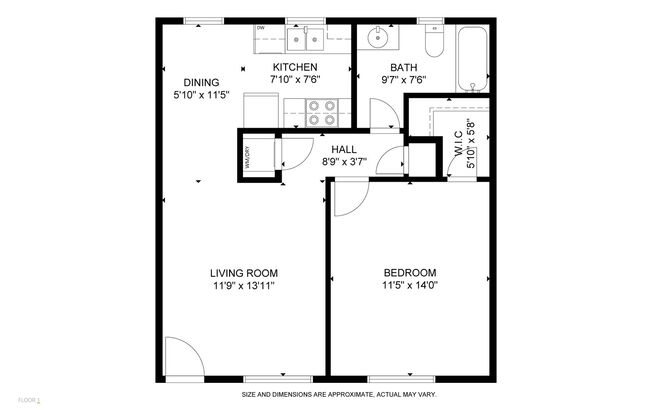 1 bed, 1 bath, 625 sqft, $1,075, Unit B3