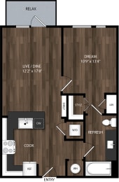 1 bed, 1 bath, 690 sqft, $1,407