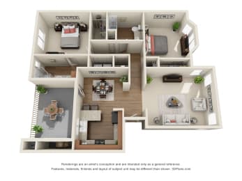 2 beds, 2 baths, 1,220 sqft, $1,974