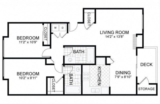 2 beds, 2 baths, 982 sqft, $2,305