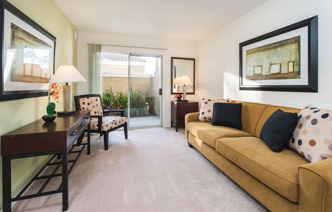 Living room at Valley View Senior Villas in Garden Grove, CA.