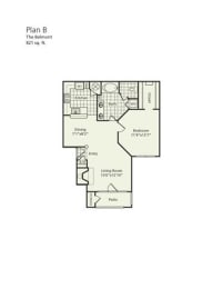 1 bed, 1 bath, 821 sqft, $1,615