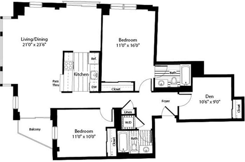 2 beds, 2 baths, 1,307 sqft, $4,095, Unit 0519