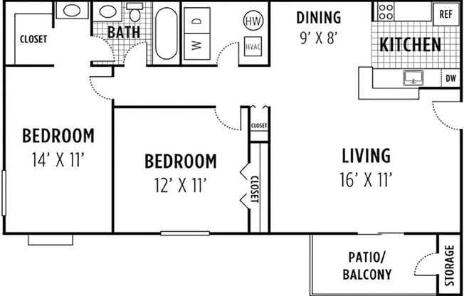 2 beds, 1 bath, 837 sqft, $1,869, Unit UD4-092D