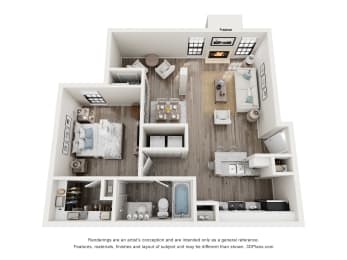 1 bed, 1 bath, 822 sqft, $1,225