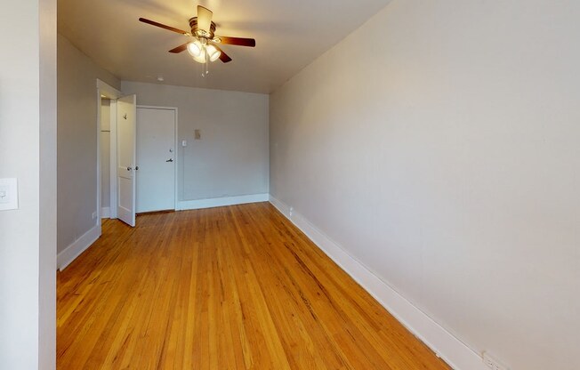 Open Floor Plan With a Ceiling Fan