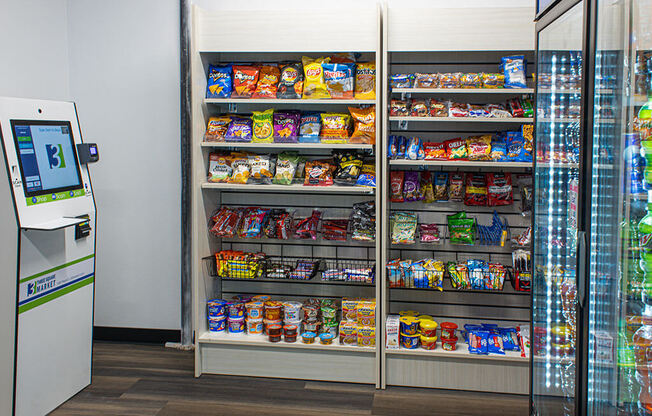 a pantry filled with lots of food at The Landing at 1001 NP, Fargo, ND, 58102