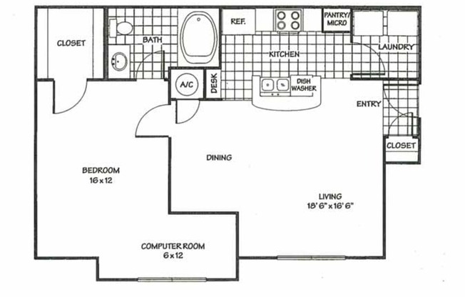 1 bed, 1 bath, 748 sqft, $960