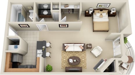 Studio, 1 bath, 525 sqft, $2,867