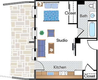 Studio, 1 bath, 465 sqft, $2,095