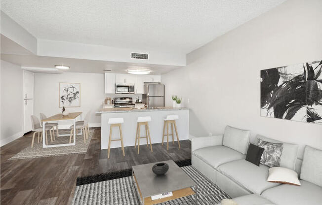 Model living room and kitchen