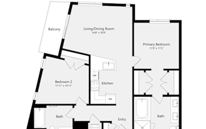 2 beds, 2 baths, 1,045 sqft, $5,304