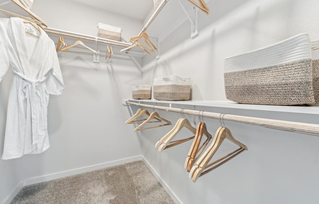 our spacious closets are stocked with clothing and accessories for you to use in your