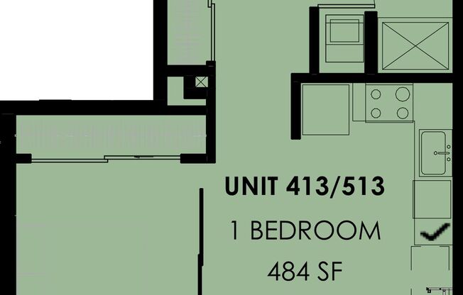 1 bed, 1 bath, 474 sqft, $2,350, Unit 410 5th #513