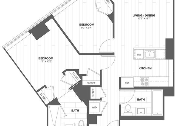 1 bed, 2 baths, 888 sqft, $7,019, Unit 1011