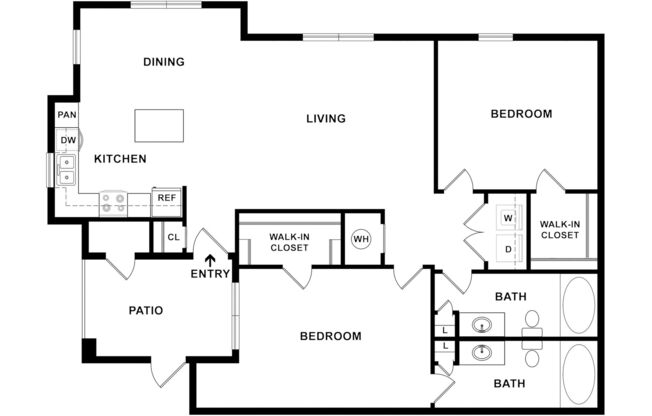 2 beds, 2 baths, 1,102 sqft, $1,865