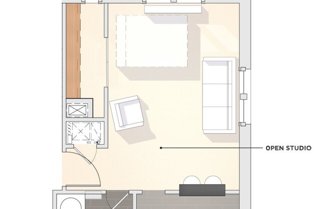 Studio, 1 bath, 404 sqft, $885, Unit BS-102