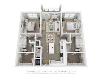 2 beds, 2 baths, 1,152 sqft, $2,593