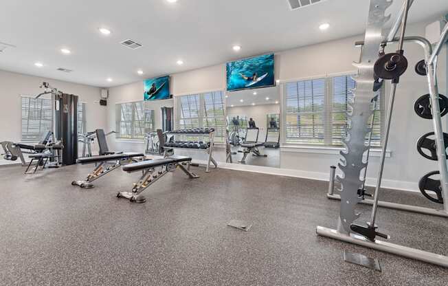 the gym at the preserve at green valley townhomes in green valley va