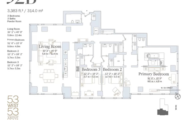 3 beds, 3.5 baths, 3,383 sqft, $40,000, Unit 52B