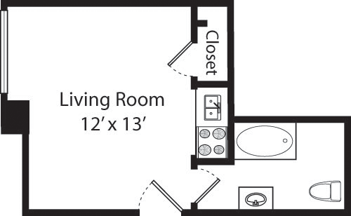 Studio, 1 bath, 306 sqft, $3,283, Unit 15G
