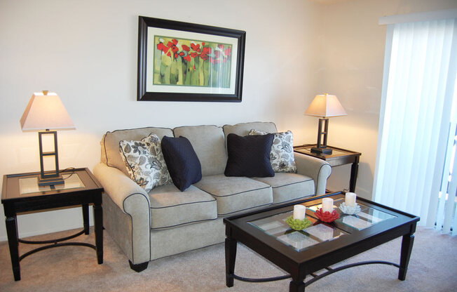 Open Living Room at Normandy Village Apartments, Michigan City, IN, 46360