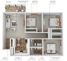 3 beds, 2 baths, 1,055 sqft, $1,178