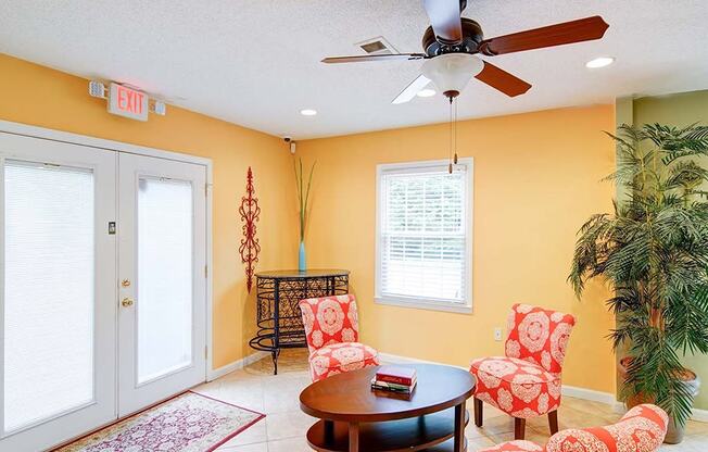 Living Area With Ceiling Fan at Timberstone, North Carolina