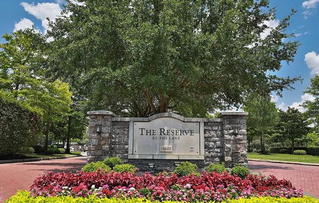 a sign for the rese at Reserve by the Lake, Houston, Texas