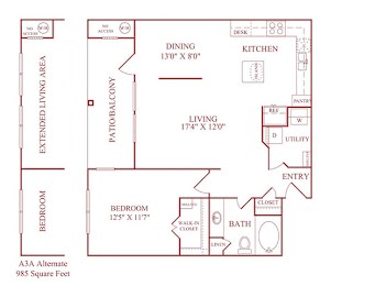 1 bed, 1 bath, 985 sqft, $1,356