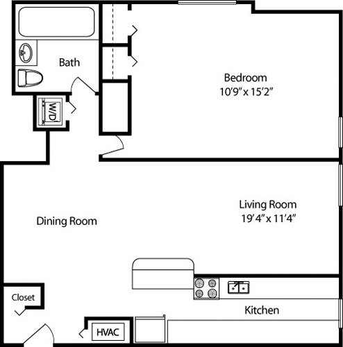 1 bed, 1 bath, 690 sqft, $1,983, Unit B1