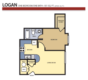 1 bed, 1 bath, 551 sqft, $1,285