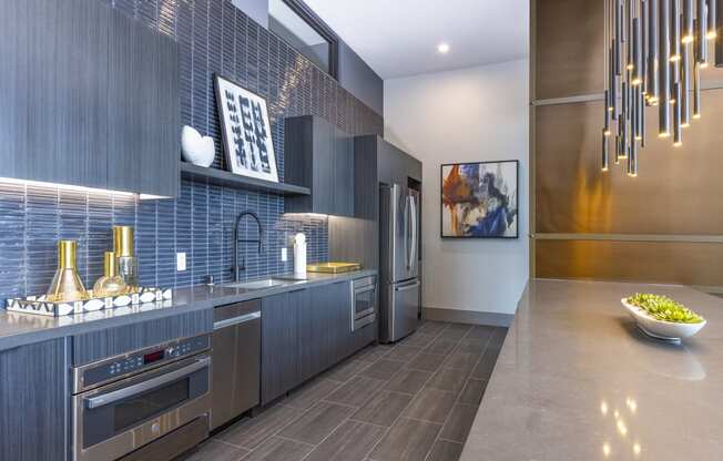 Demonstration Kitchen at Zeta Luxury Apartments in Sacramento, CA