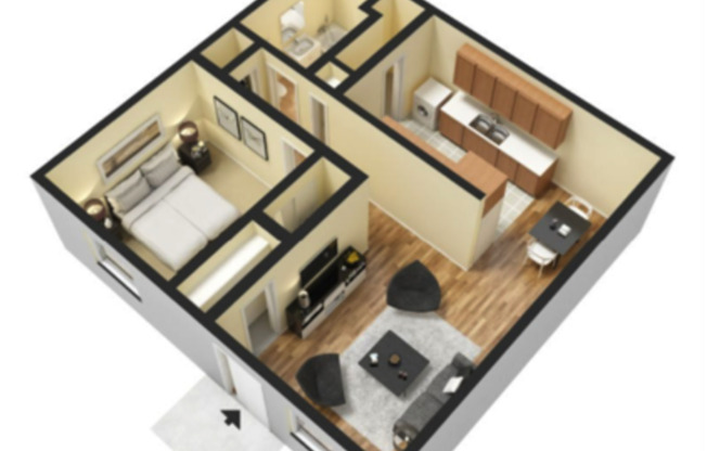 1 bed, 1 bath, 607 sqft, $1,050, Unit 201