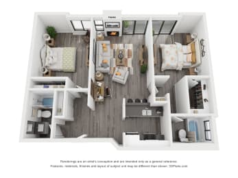 2 beds, 2 baths, 965 sqft, $2,684