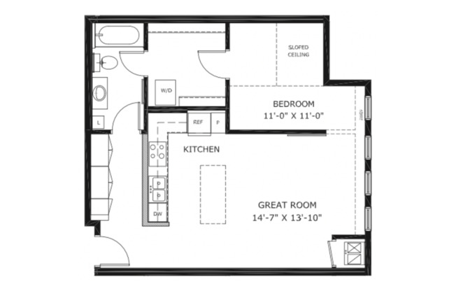 1 bed, 1 bath, 724 sqft, $1,825, Unit 403