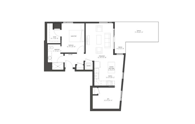 2 beds, 1 bath, 876 sqft, $1,837, Unit 513