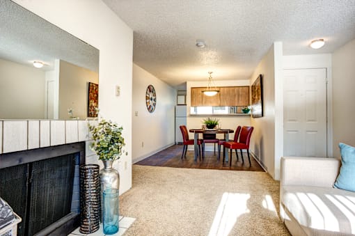 Living Room With Kitchen at Sunset Park Apartments, Seattle, WA, 98146