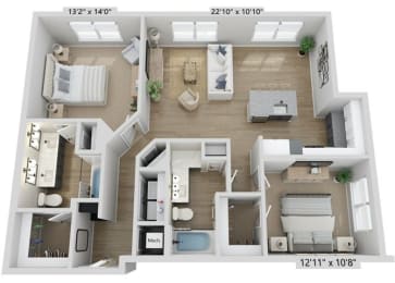 2 beds, 2 baths, 1,176 sqft, $1,678