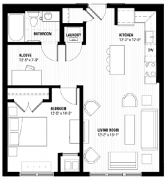 1 bed, 1 bath, 734 sqft, $1,700