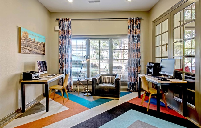 Coworking space with workstations and comfortable seating  make working from home a breeze.