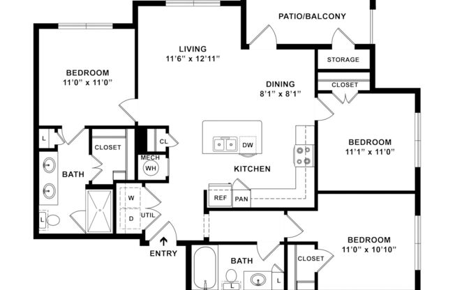 3 beds, 2 baths, 1,157 sqft, $1,728