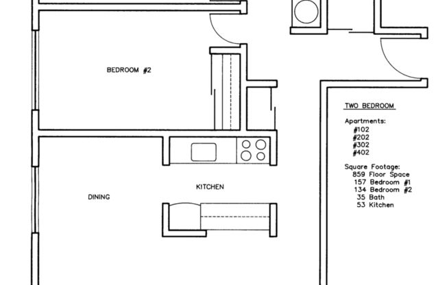 2 beds, 1 bath, 888 sqft, $2,695, Unit C-208