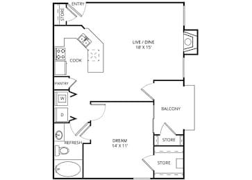 1 bed, 1 bath, 716 sqft, $1,154